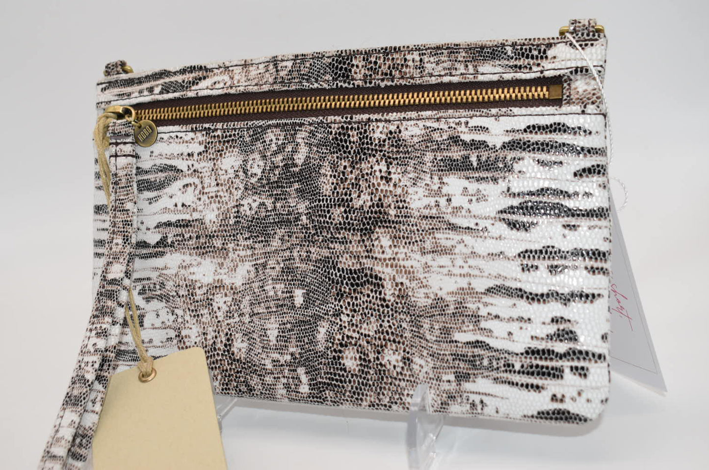 HOBO Intl GO Day Wristlet in Leather Lizard Print