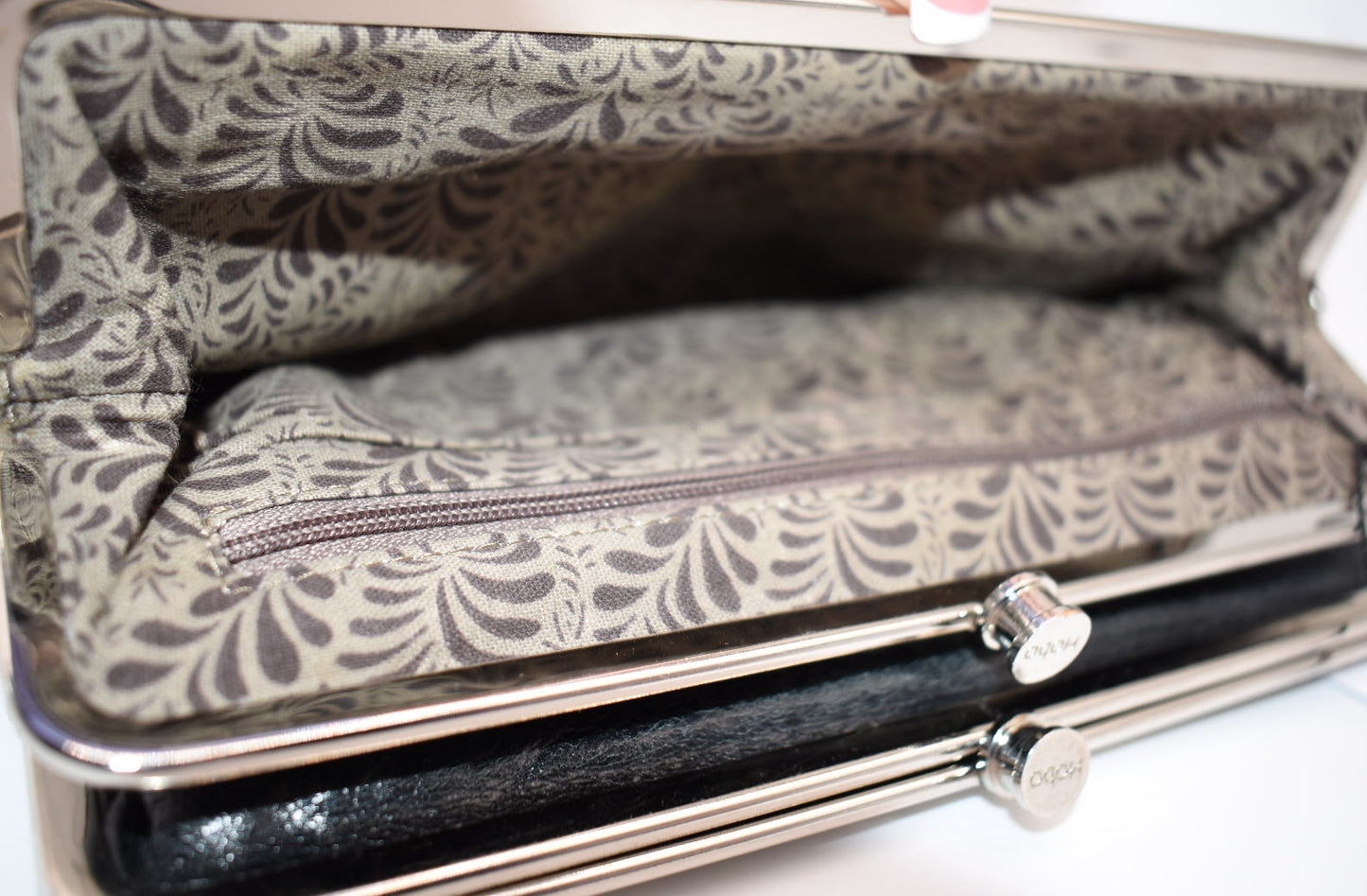 HOBO Lauren Clutch Wallet in Black Embossed Leather