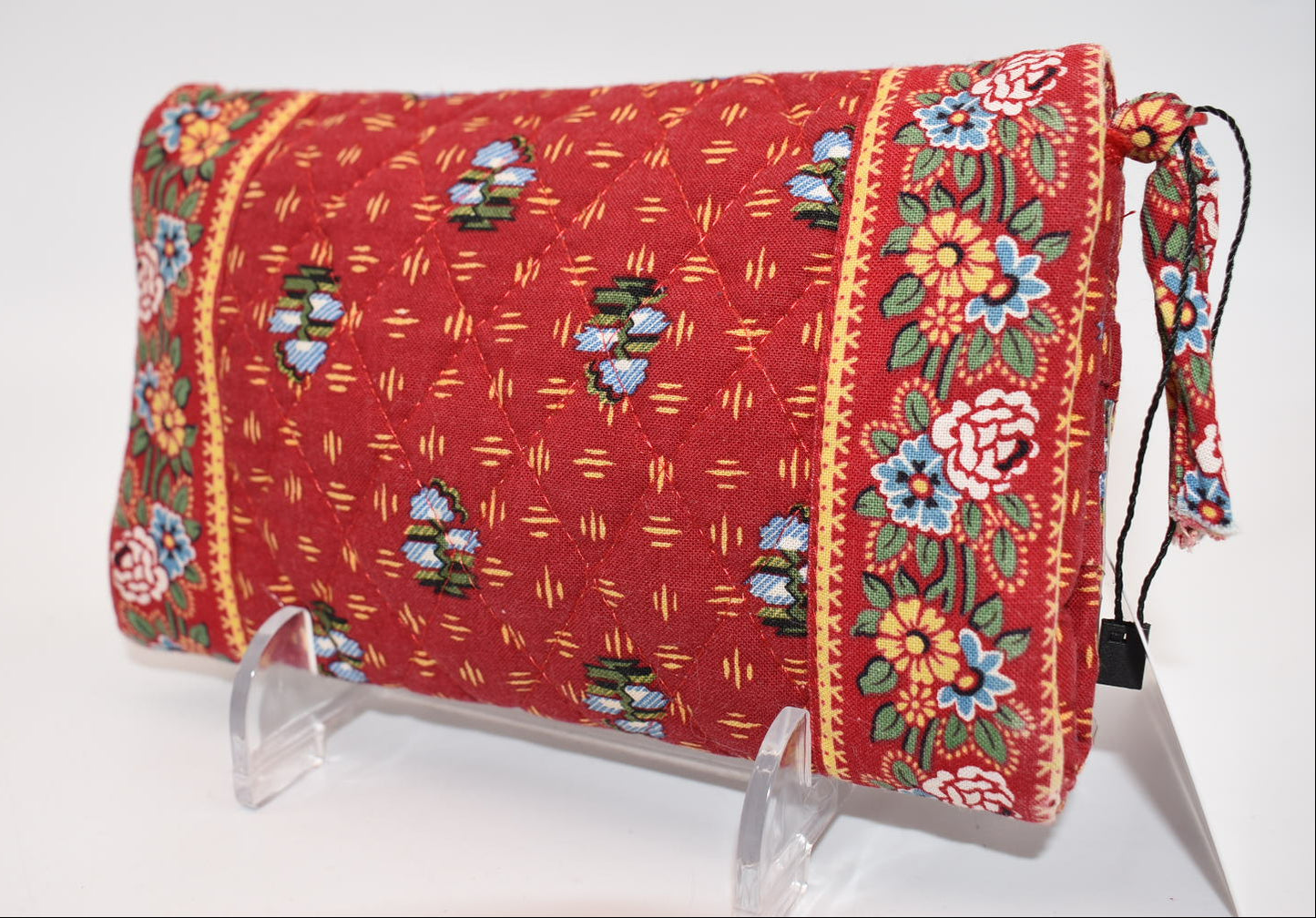 Vintage Vera Bradley Strap Crossbody Wallet in "Provincial Red-2000" Pattern