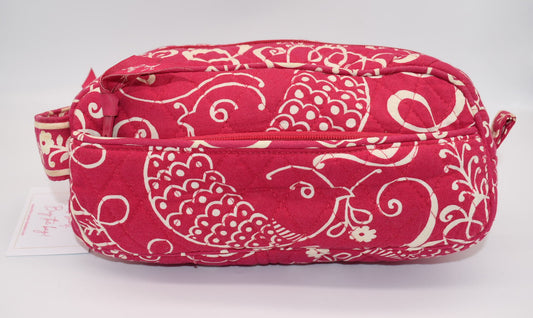 Vera Bradley Cosmetic Travel Zip Bag in "Twirly Bird Pink" Pattern