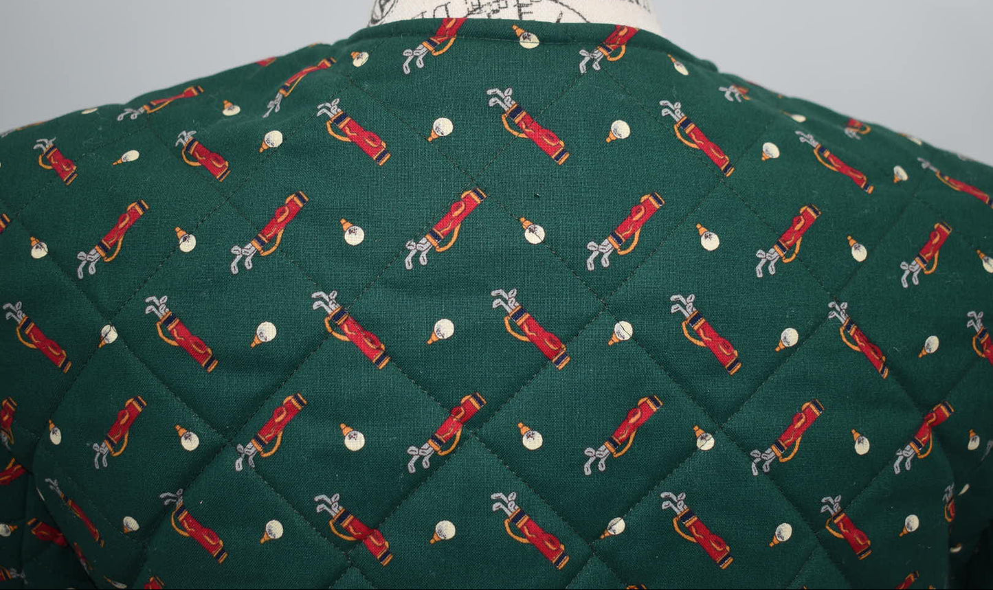 Vintage Vera Bradley Quilted Medium Jacket in "Golf Green-1995" Pattern