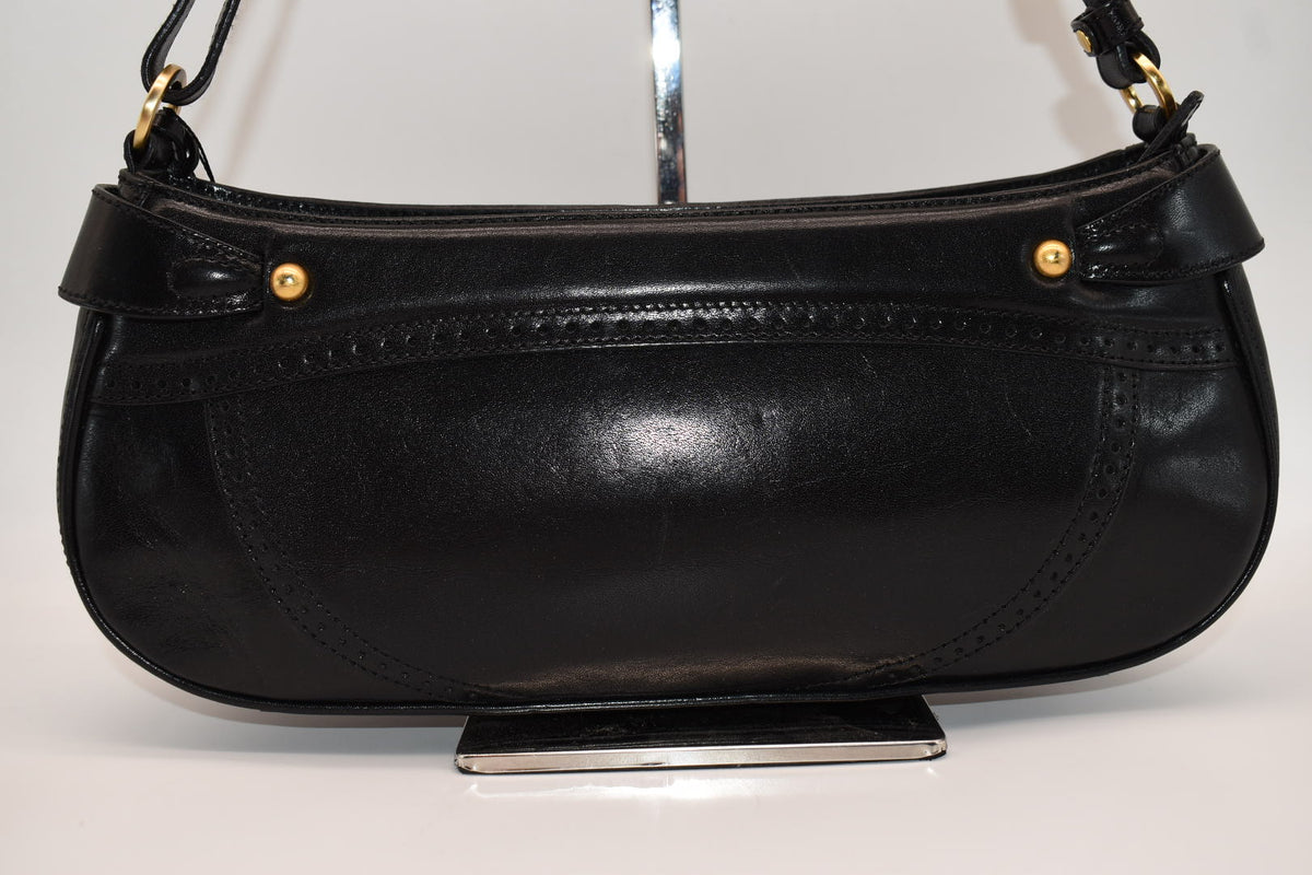 Vintage Brahmin Smooth Leather Convertible Shoulder Bag in Black