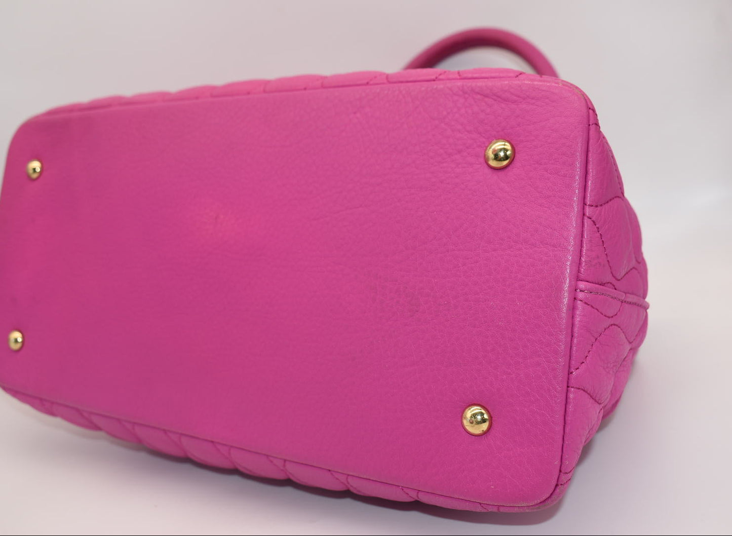Vera Bradley Large Quilted Leather Emma Satchel Bag in Magenta
