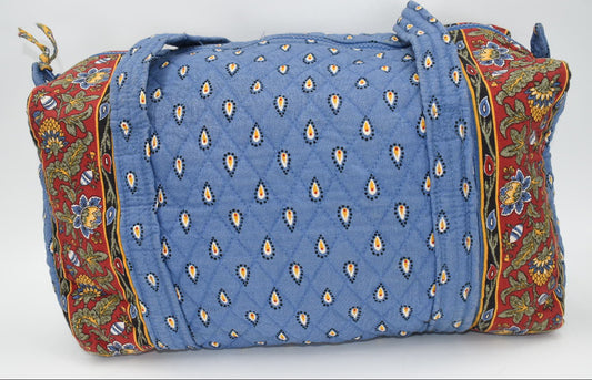 Vintage Vera Bradley Medium Duffel Bag in "French Blue" Pattern