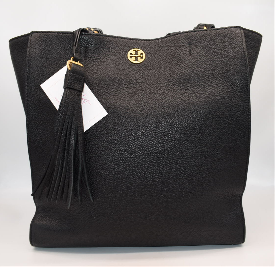 Tory Burch Brooke Tote Bag in Black Leather