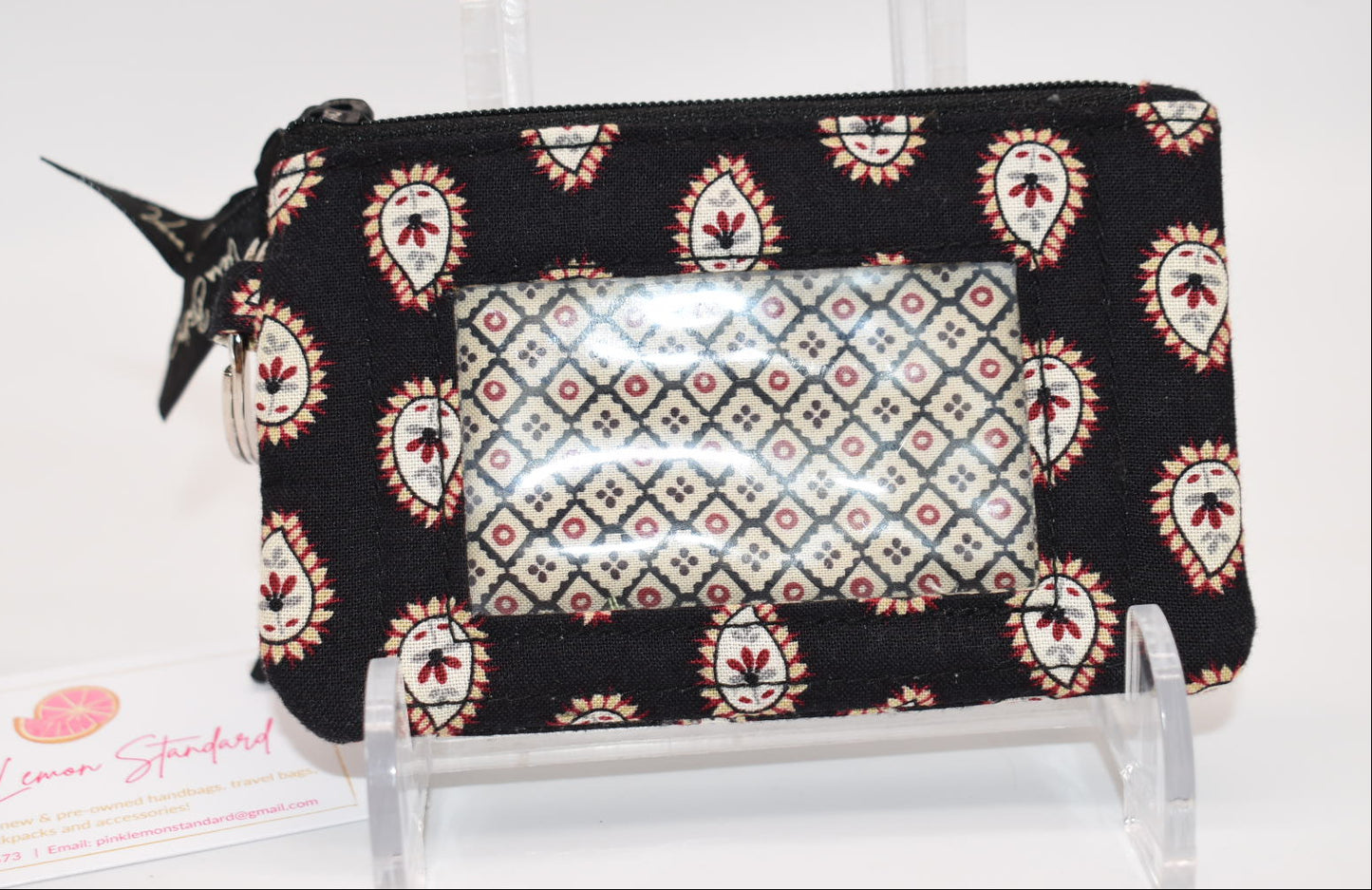 Vera Bradley Zip ID Case in "Classic Black-2002" Pattern