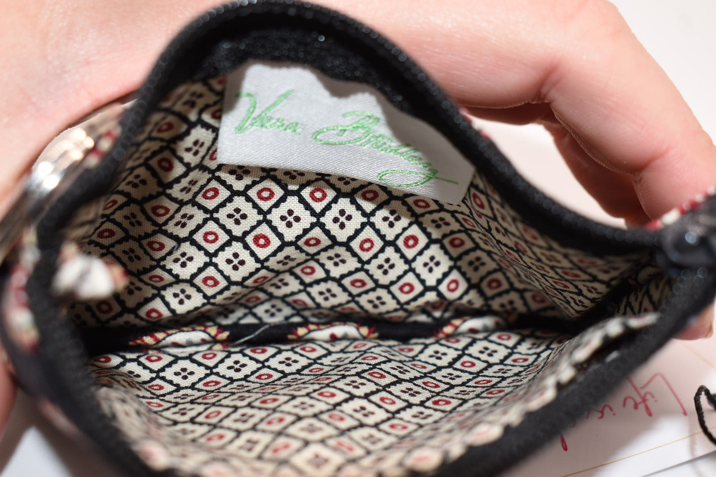 Vera Bradley Zip ID Case in "Classic Black-2002" Pattern