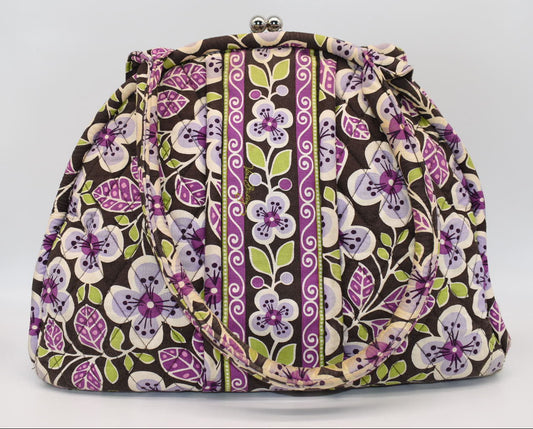Vera Bradley Eloise Frame Satchel Bag in "Plum Petals" Pattern