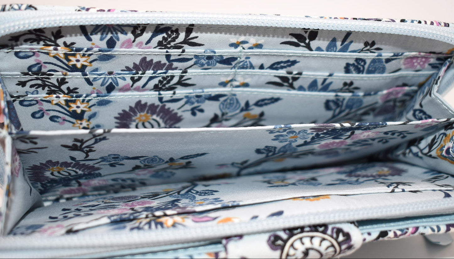 Vera Bradley RFID Turnlock Wallet in "Soft Sky Paisley" Pattern