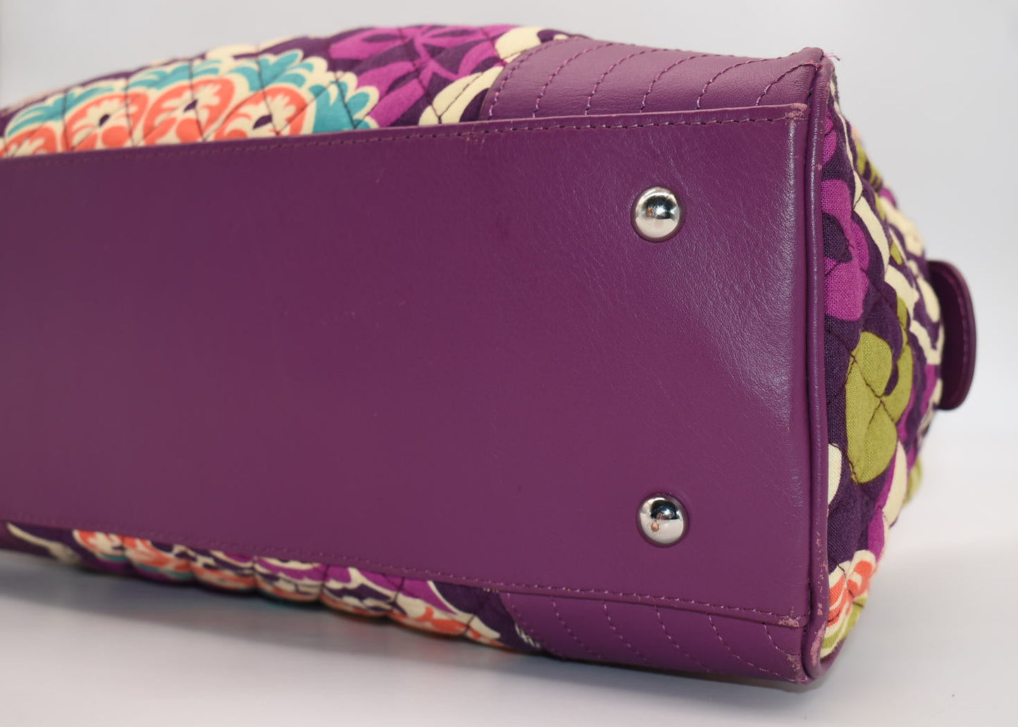 Vera Bradley Trimmed Caroline Satchel Bag in "Plum Crazy" Pattern