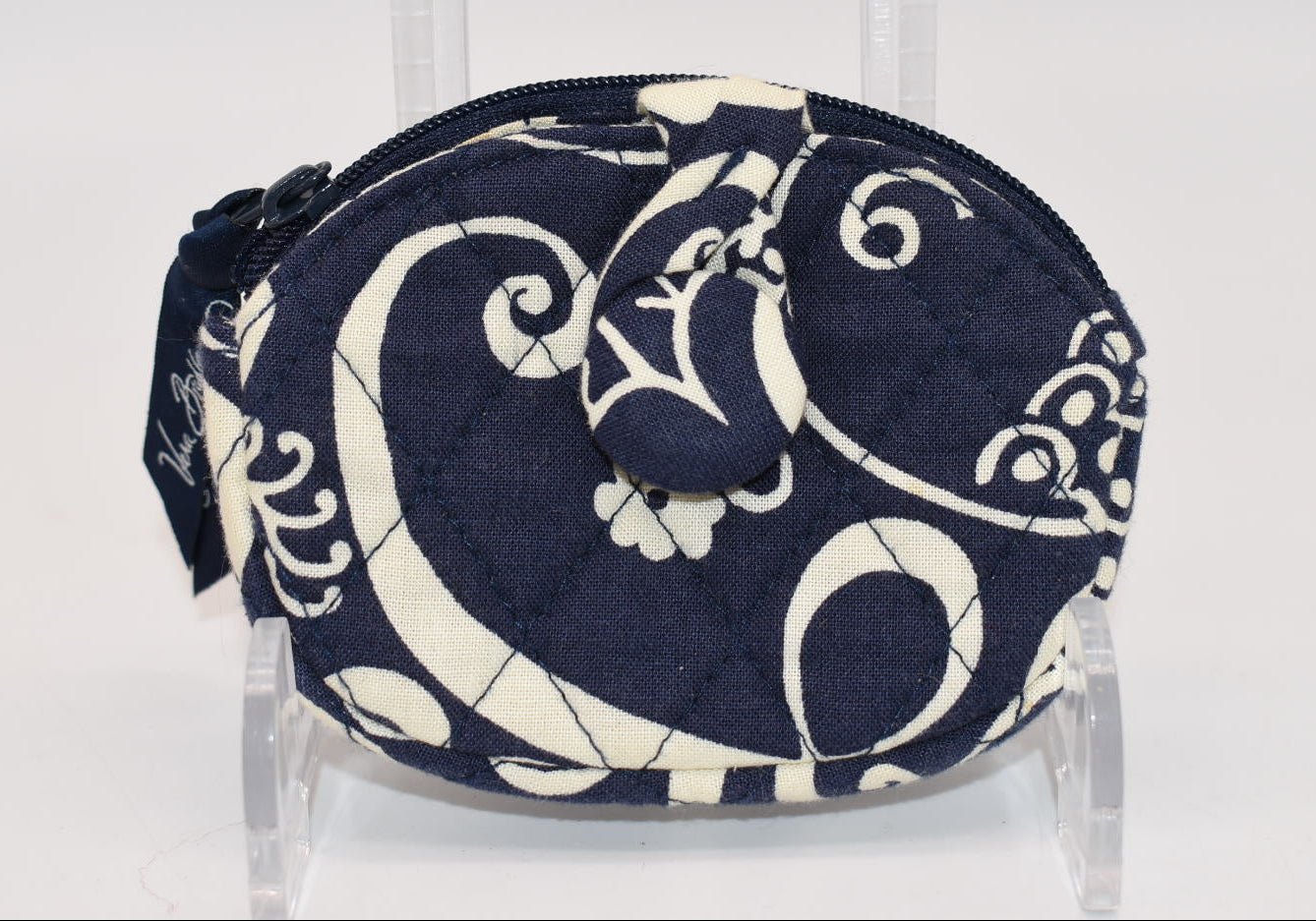 Vera Bradley Button Coin Purse in "Twirly Bird - Navy" Pattern
