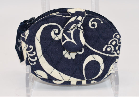 Vera Bradley Button Coin Purse in "Twirly Bird - Navy" Pattern