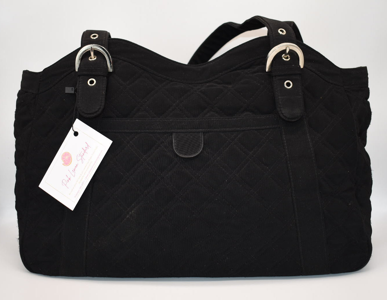 Vera Bradley Large Quilted Microfiber Satchel Bag in Black