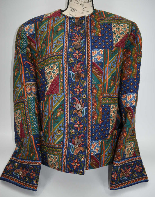 Vintage Vera Bradley Large Quilted Jacket in "Medley -1994" Pattern