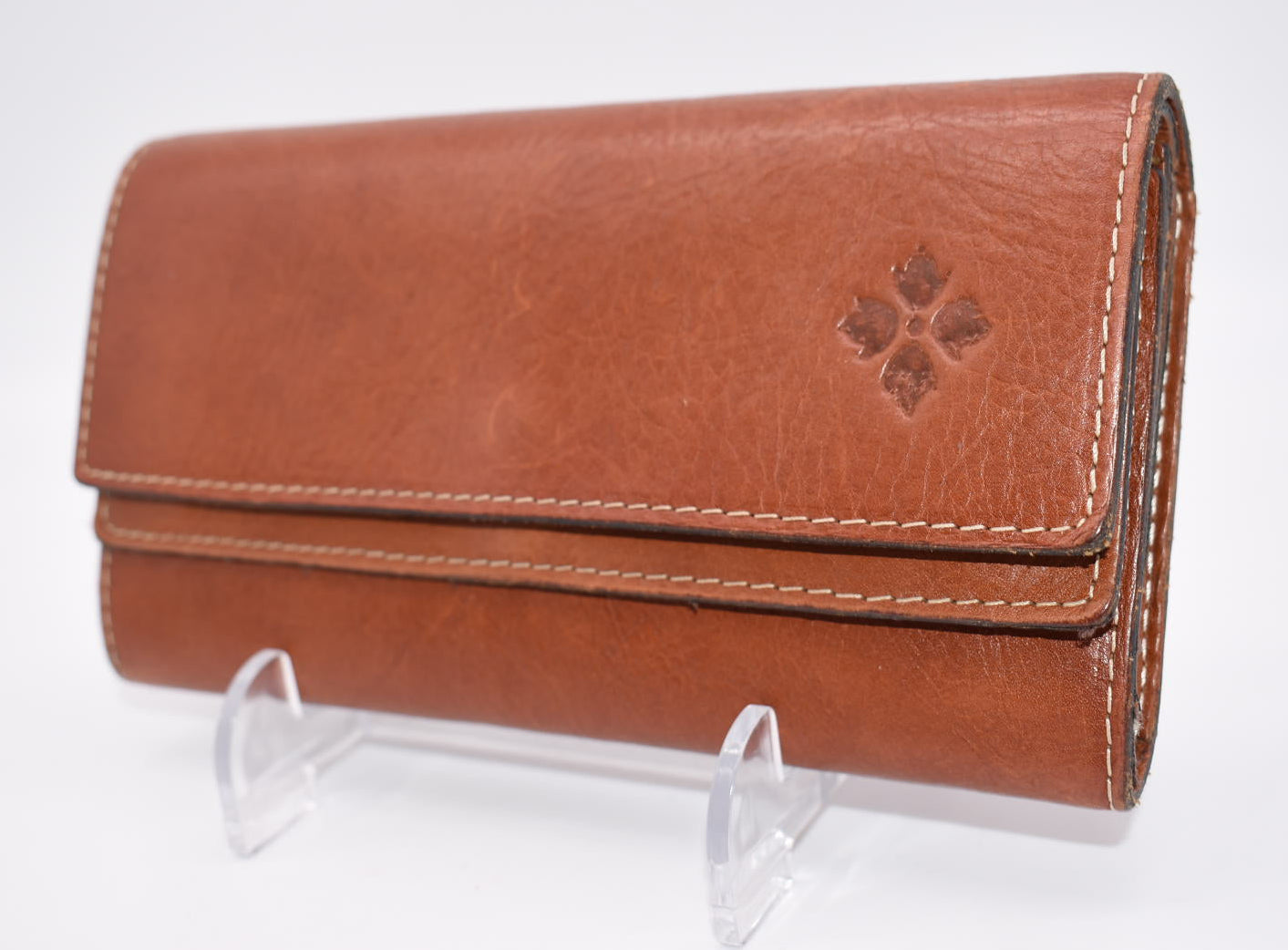 Patricia Nash Leather Trifold Wallet in Heritage Tan
