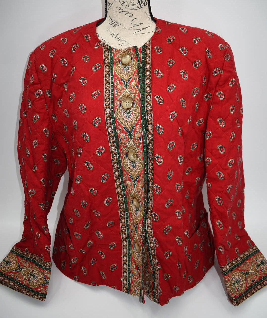 Vintage Vera Bradley Quilted Medium Jacket in "Apple Red - 1991" Pattern