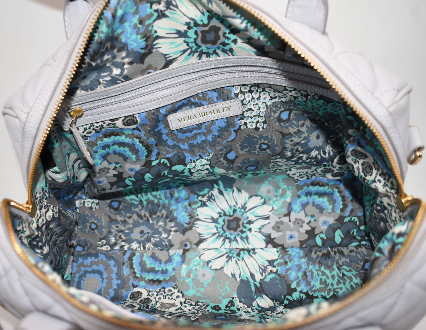 Vera Bradley Quilted Leather Marlo Satchel Bag in Ice Blue