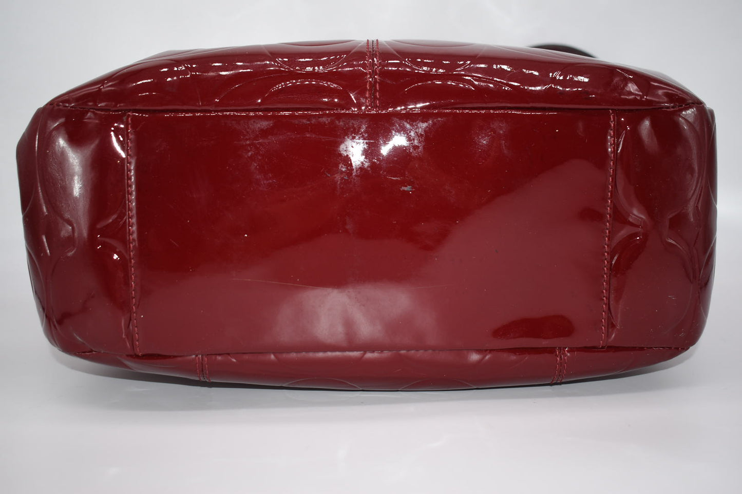 Coach Gallery Merlot Embossed Signature Patent Leather Tote Bag