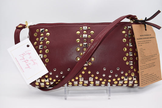 Clever Carriage Company Studded Leather Convertible Shoulder Bag