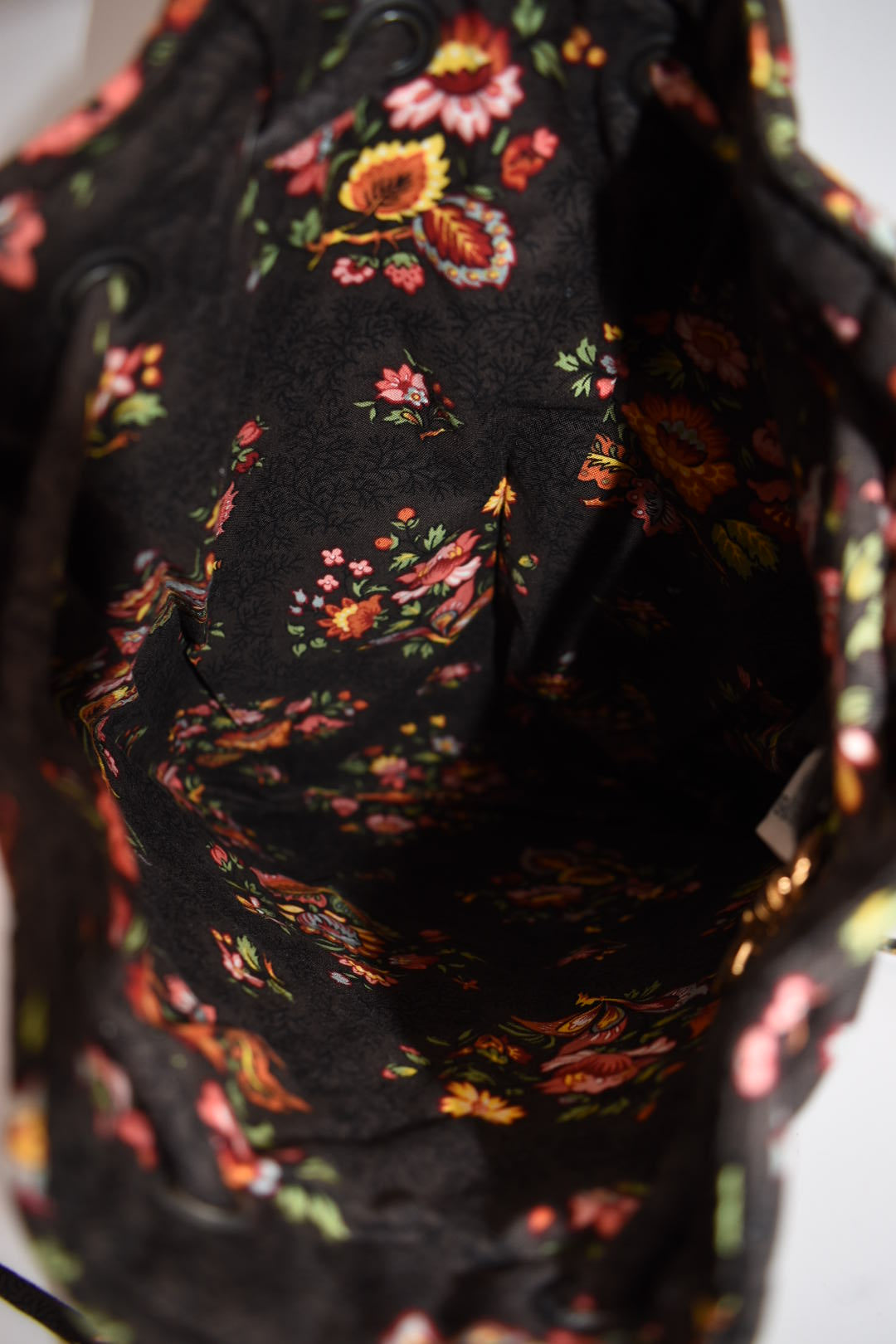 Vera Bradley Drawstring Back Sack Bag in "Chocolate" Pattern