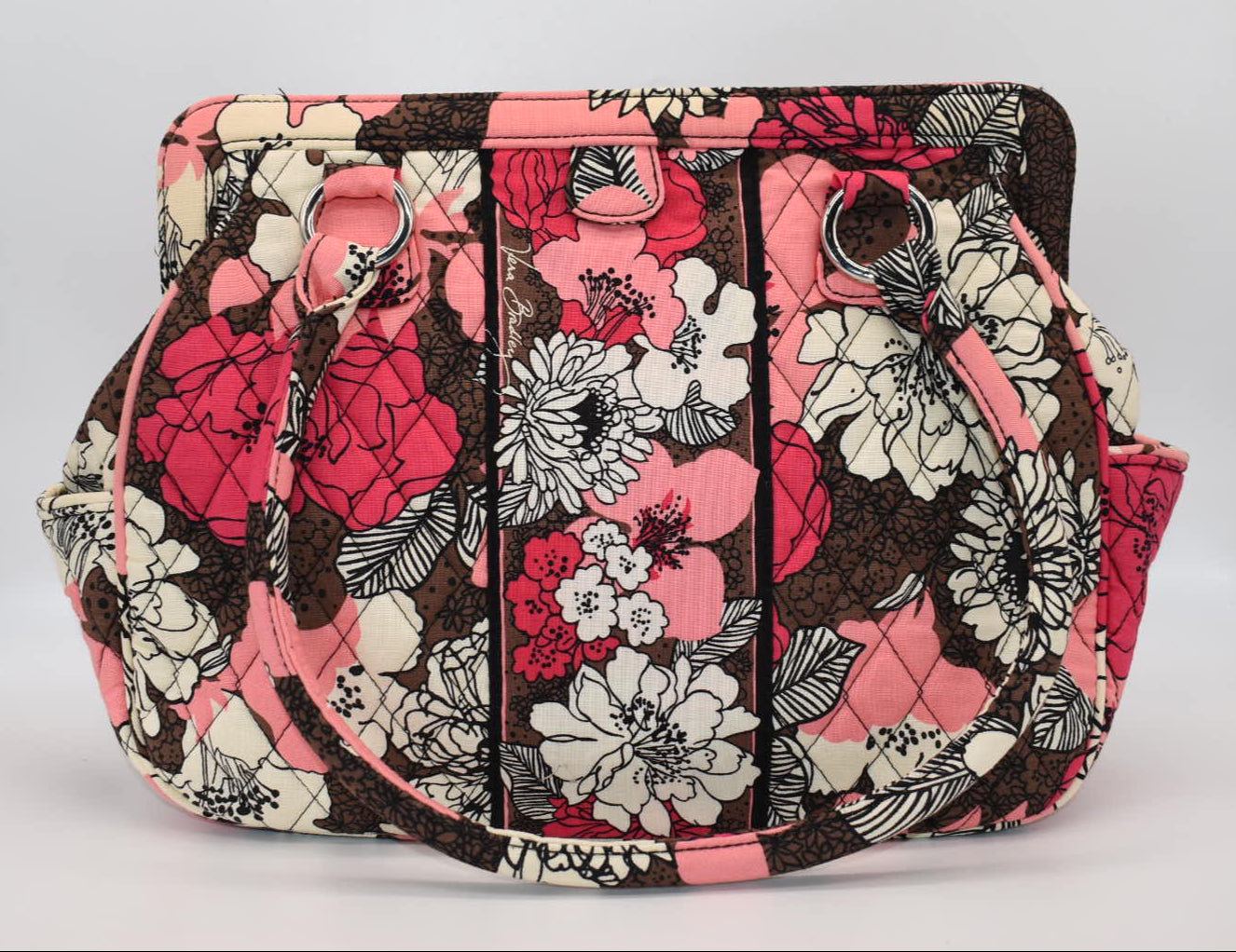 Vera Bradley Frame Satchel Bag in "Mocha Rouge" Pattern
