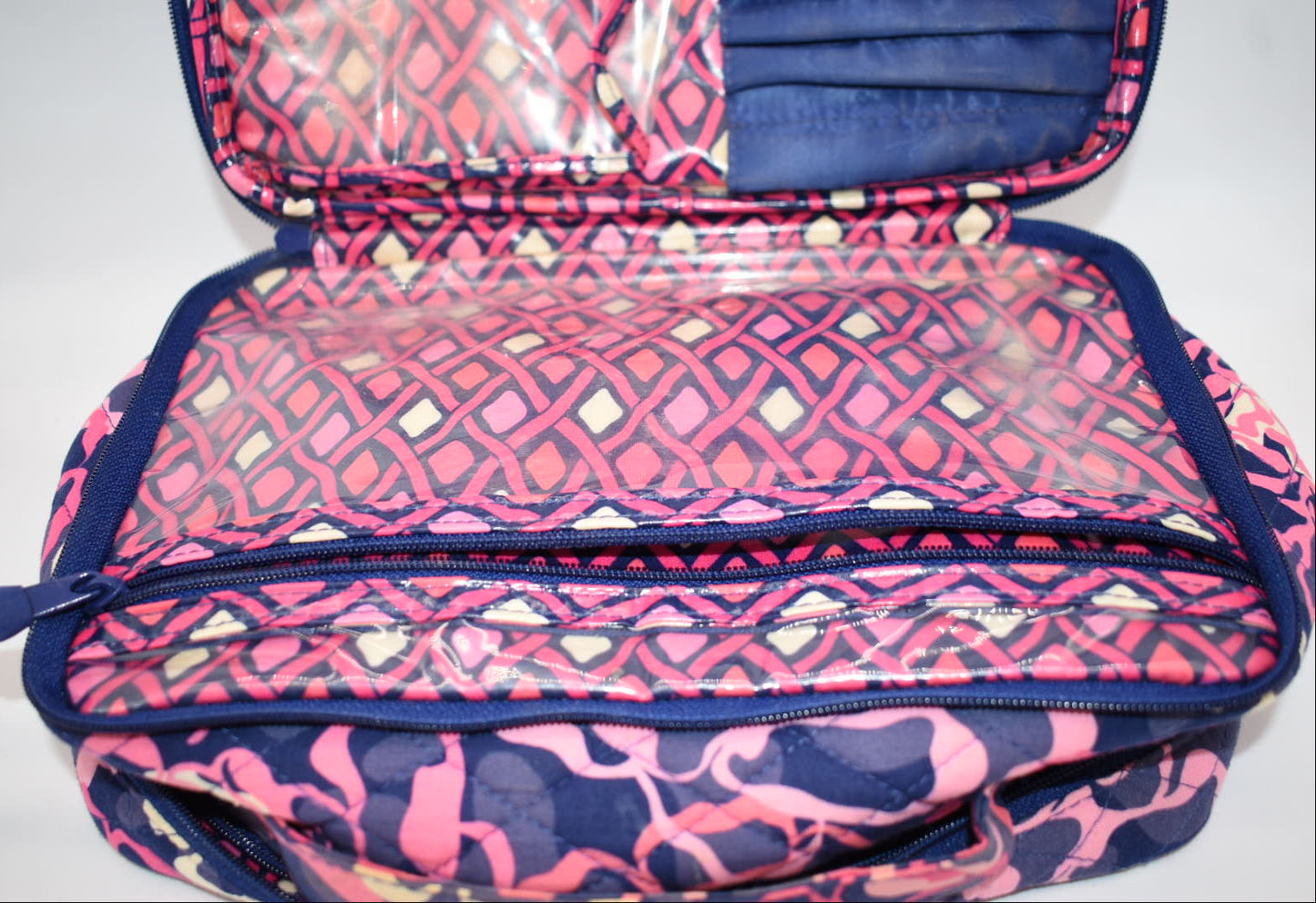 Vera Bradley Large Blush & Brush Makeup Case in "Katalina Pink" Pattern