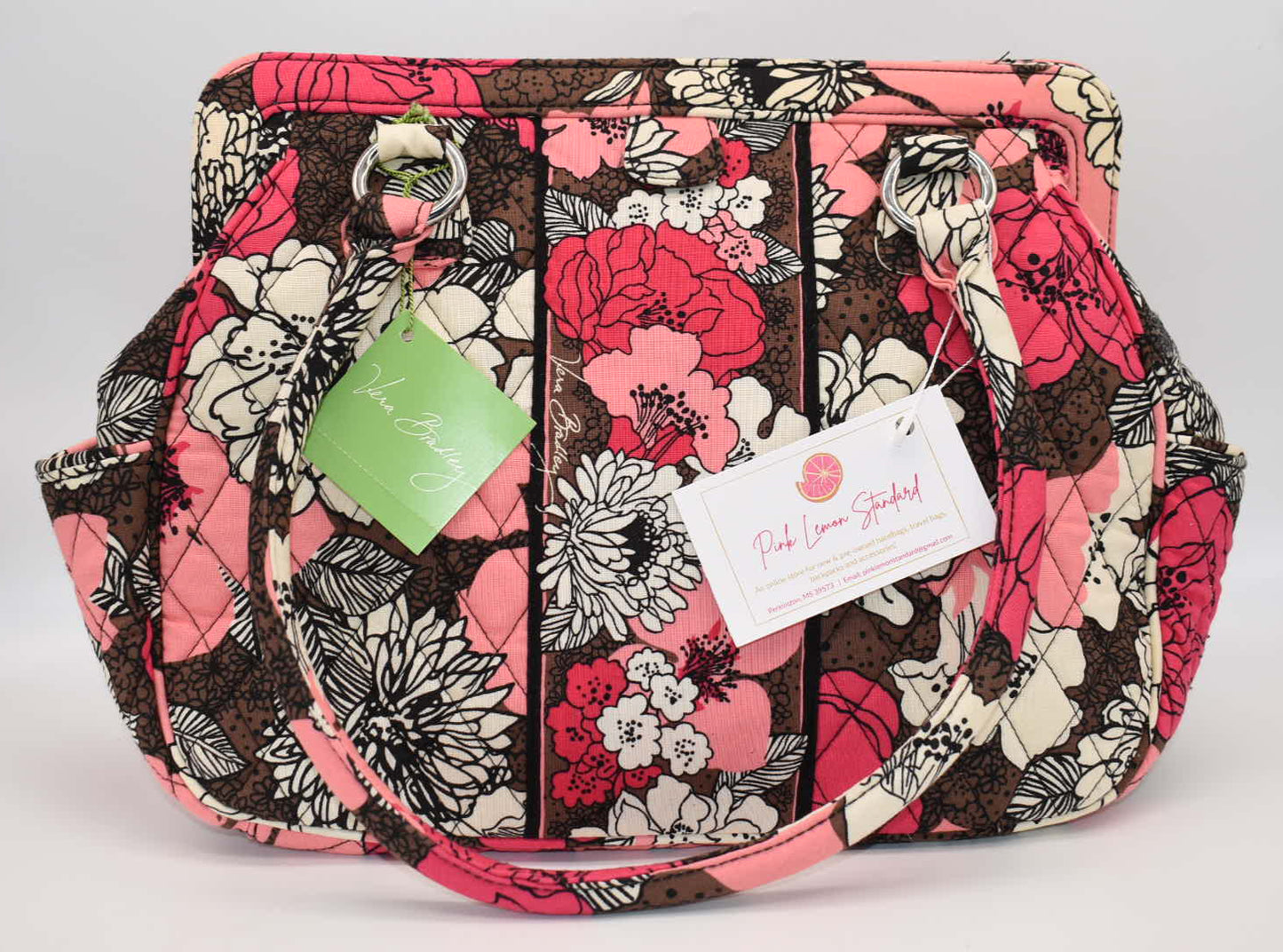 Vera Bradley Frame Satchel Bag in "Mocha Rouge" Pattern