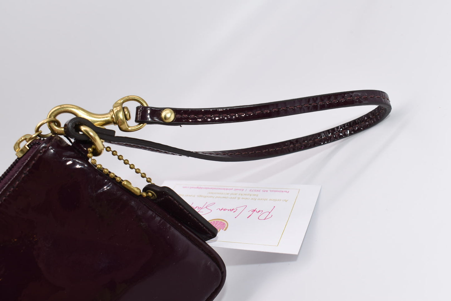 Coach Patent Leather Wristlet in Burgundy