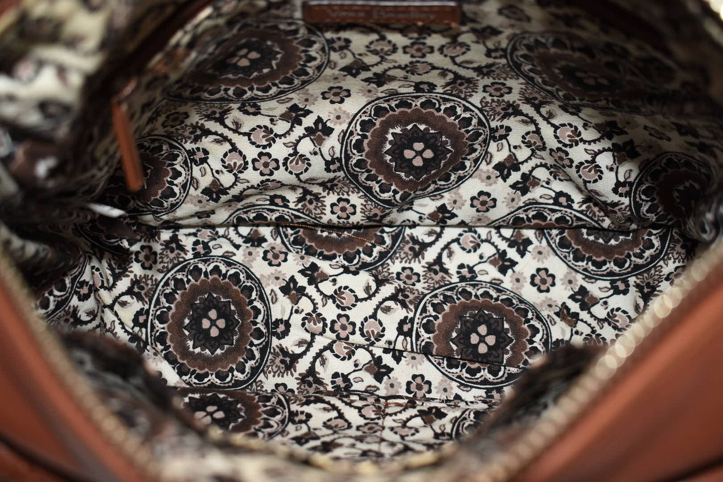 Vera Bradley Carson Leather Crossbody Shoulder Bag in Cognac Brown
