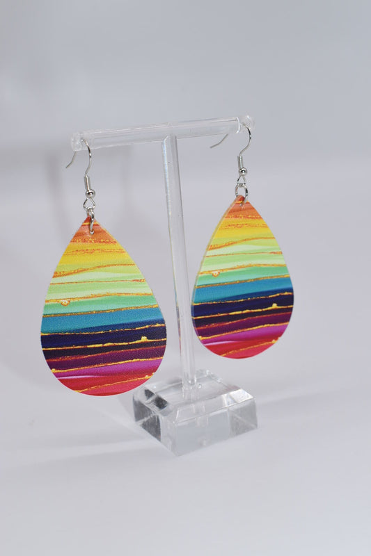 Statement Earrings: Multicolor Striped Drop Earrings