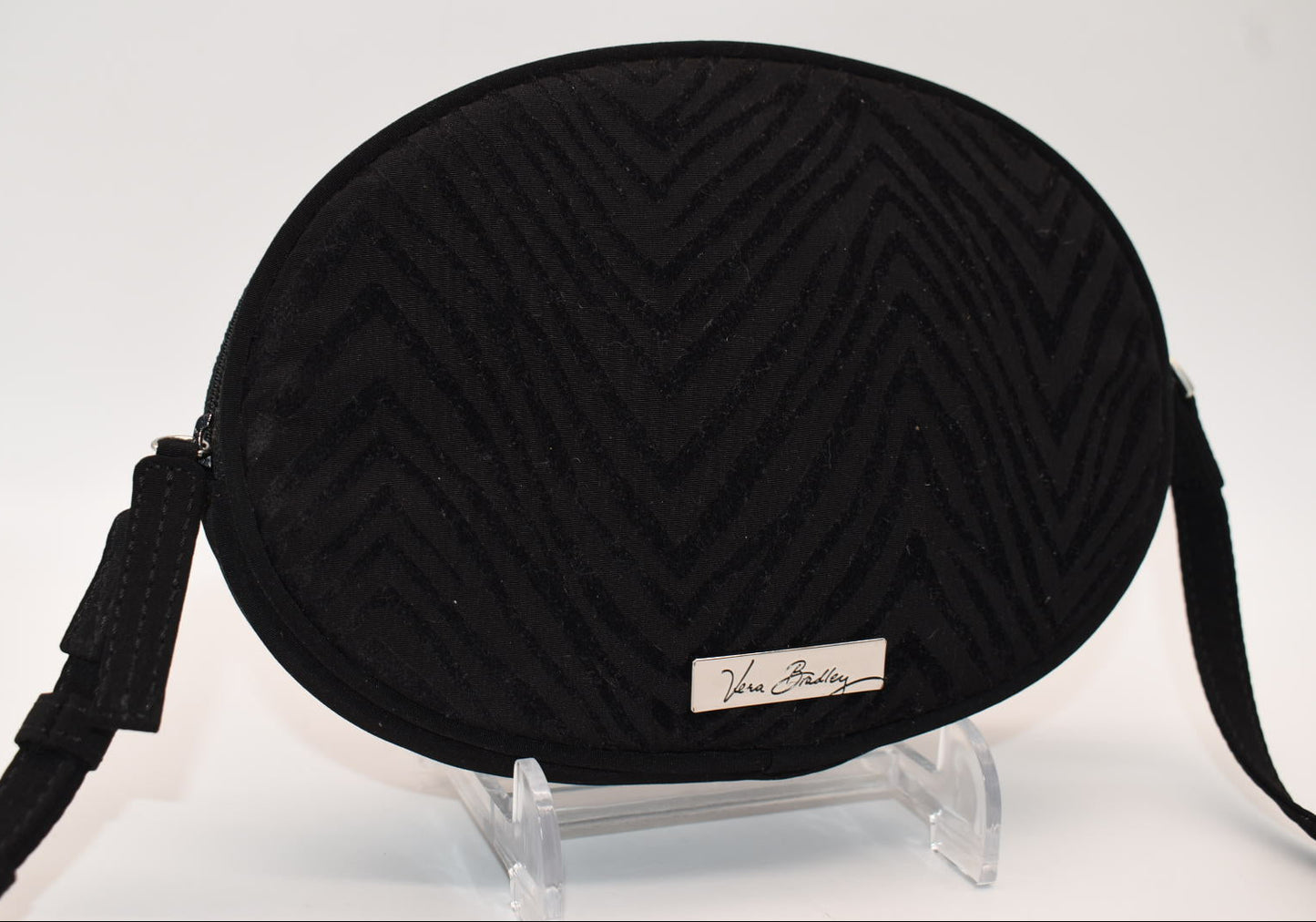 Vera Bradley Oval Crossbody Bag in Classic Black & Zebra Flock