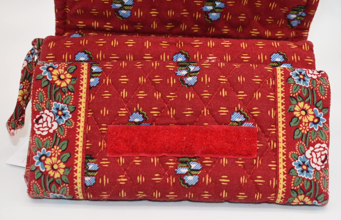 Vintage Vera Bradley Strap Crossbody Wallet in "Provincial Red-2000" Pattern