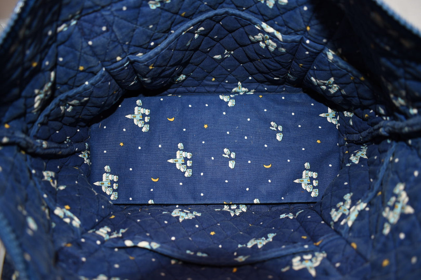 Vera Bradley Large Paddy Tote Bag in "Blue Christmas-1997" Pattern