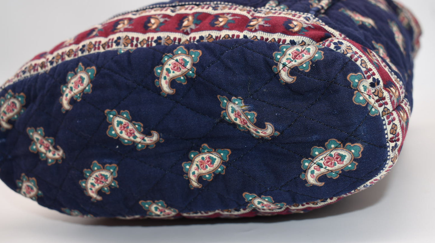 Vintage Vera Bradley Small Tote Bag in "Navy-1991" Pattern