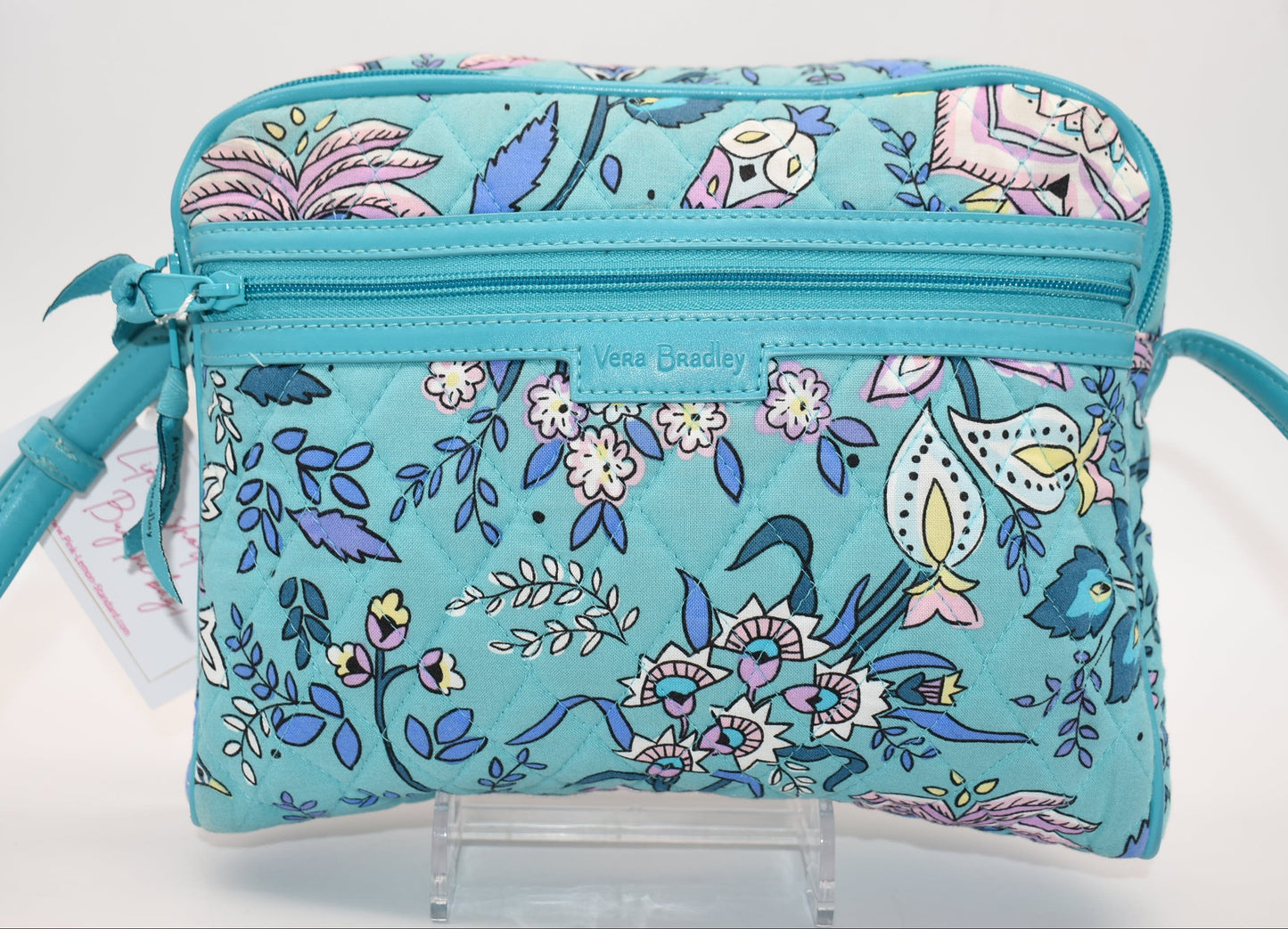 Vera Bradley Trimmed Crossbody Bag in "Peacock Garden" Pattern