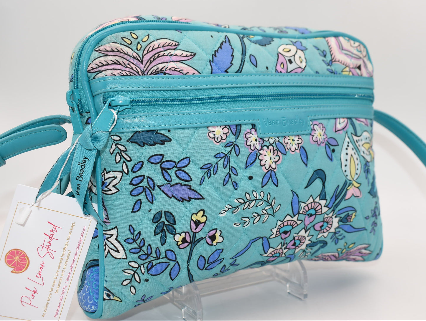 Vera Bradley Trimmed Crossbody Bag in "Peacock Garden" Pattern