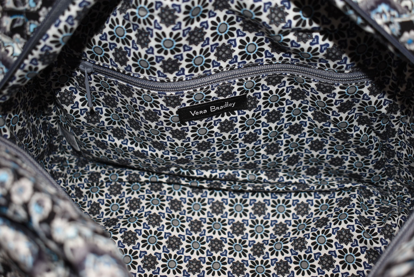 Vera Bradley Iconic 100 Handbag in "Charcoal Medallion" Pattern