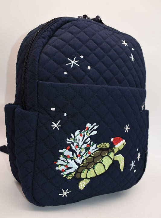 Vera Bradley Small Backpack in "Santa Turtle" Pattern