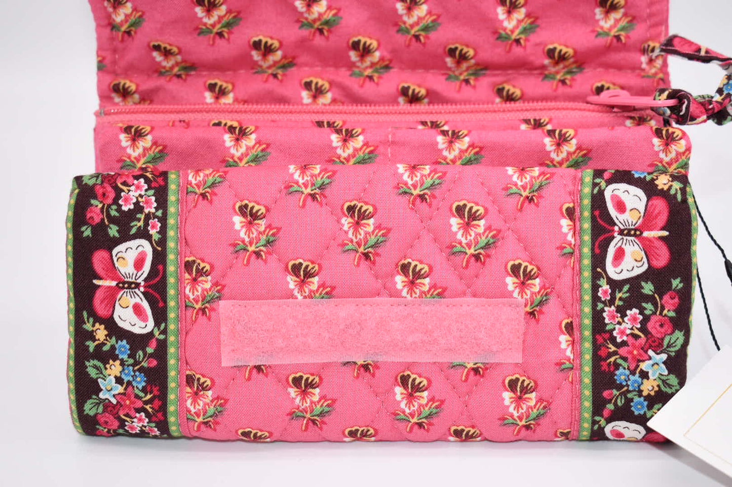 Vera Bradley Strap Wallet / Crossbody in "Pink Pansy" Pattern