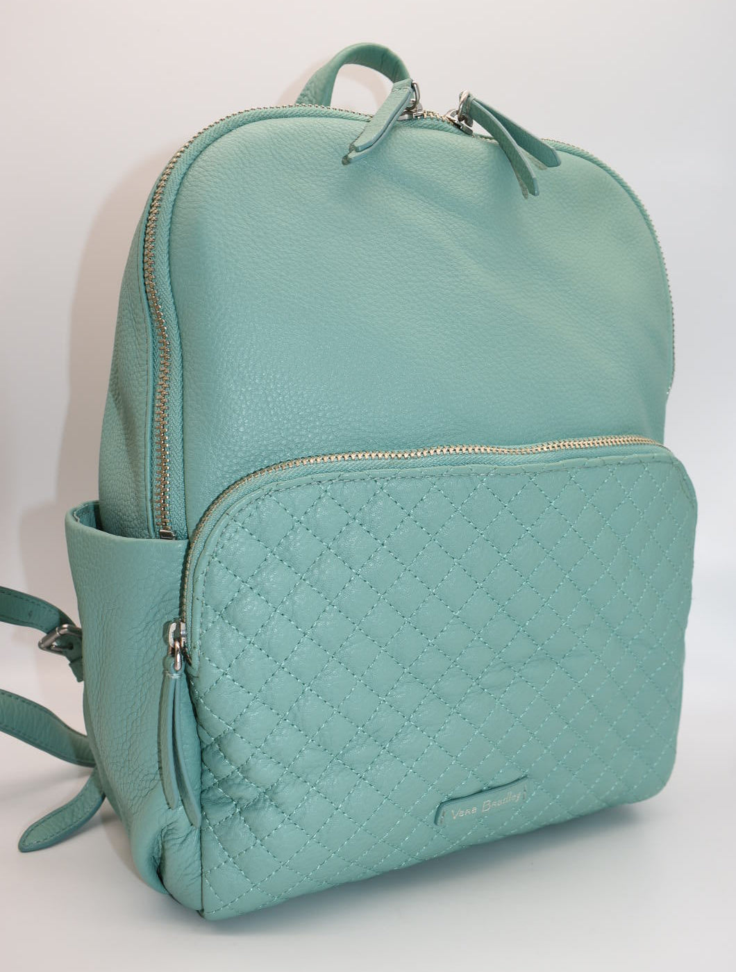 Vera Bradley Leather Carryall Backpack in Mint Green