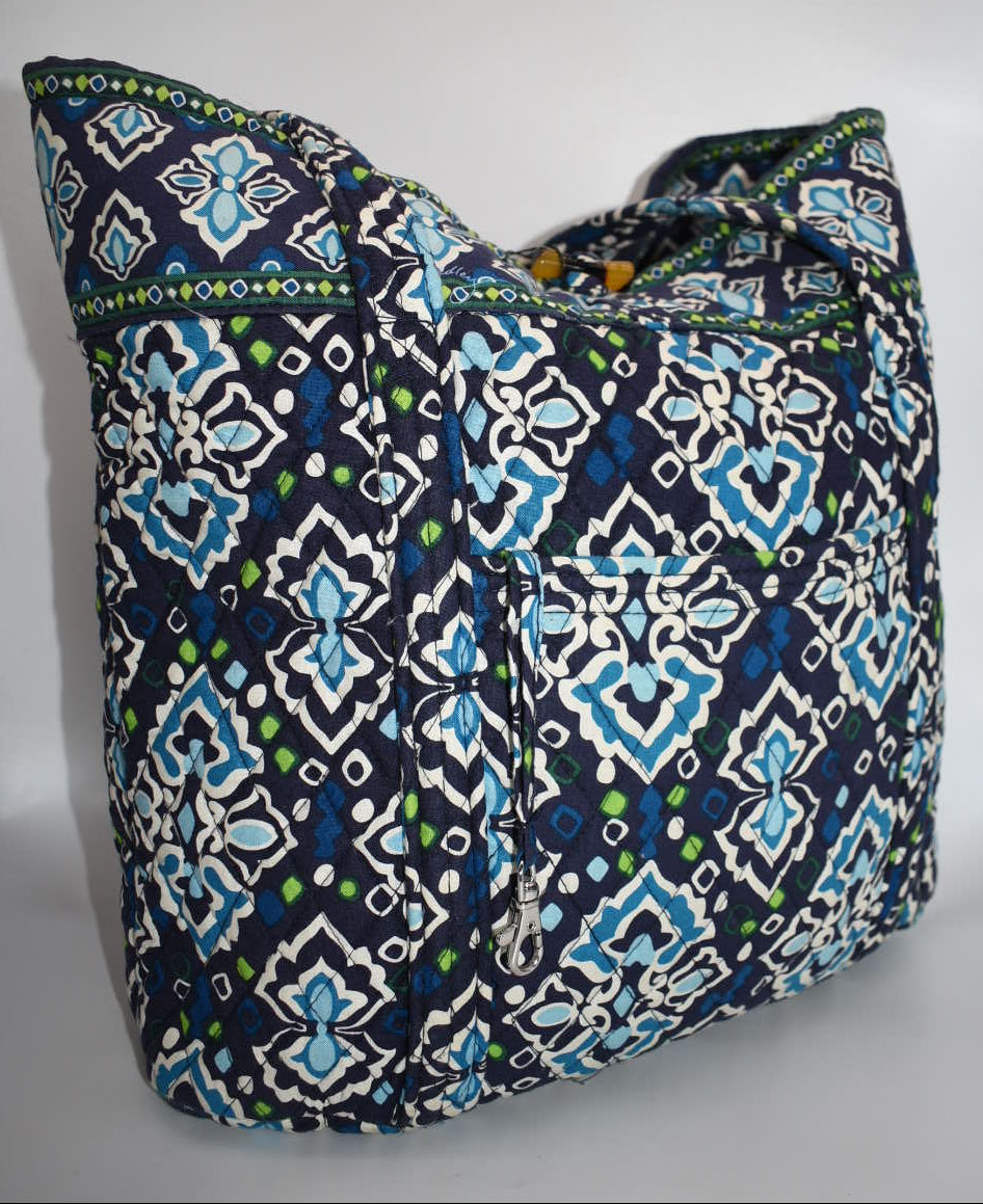 Vera Bradley Large Vera Tote Bag in "Ink Blue" Pattern