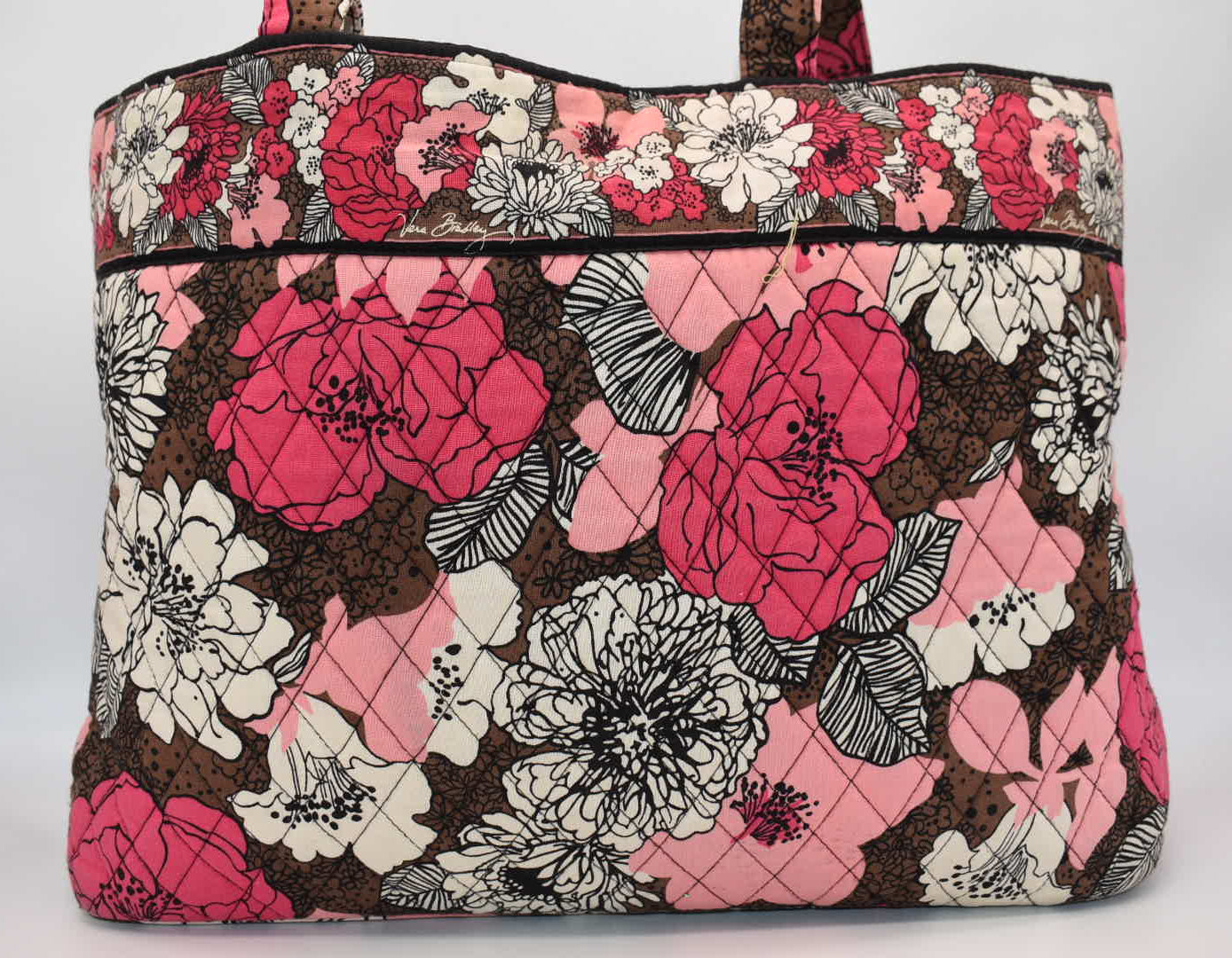Vera Bradley East West Tote Bag "Mocha Rouge" Pattern