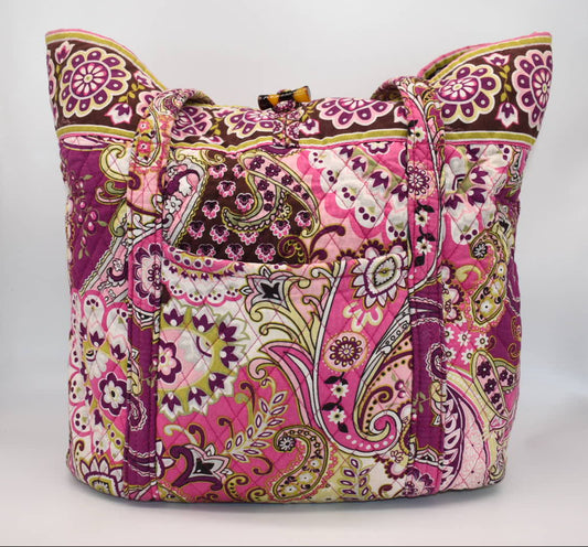 Vera Bradley Large Vera Tote Bag in "Very Berry Paisley" Pattern