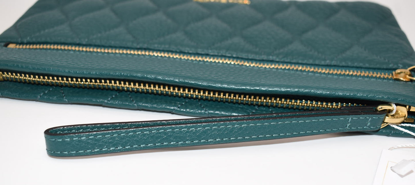 Vera Bradley Quilted Leather Mia Wristlet in Forest Green