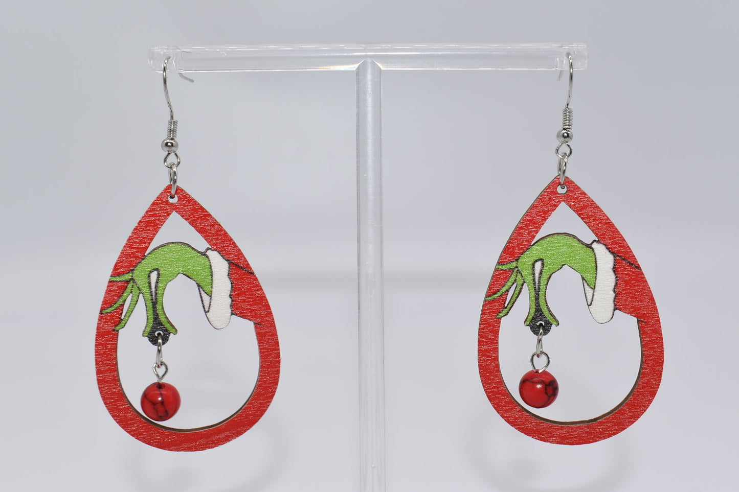 Seasonal Earrings: Grinch Snatched Ornament Drop Earrings