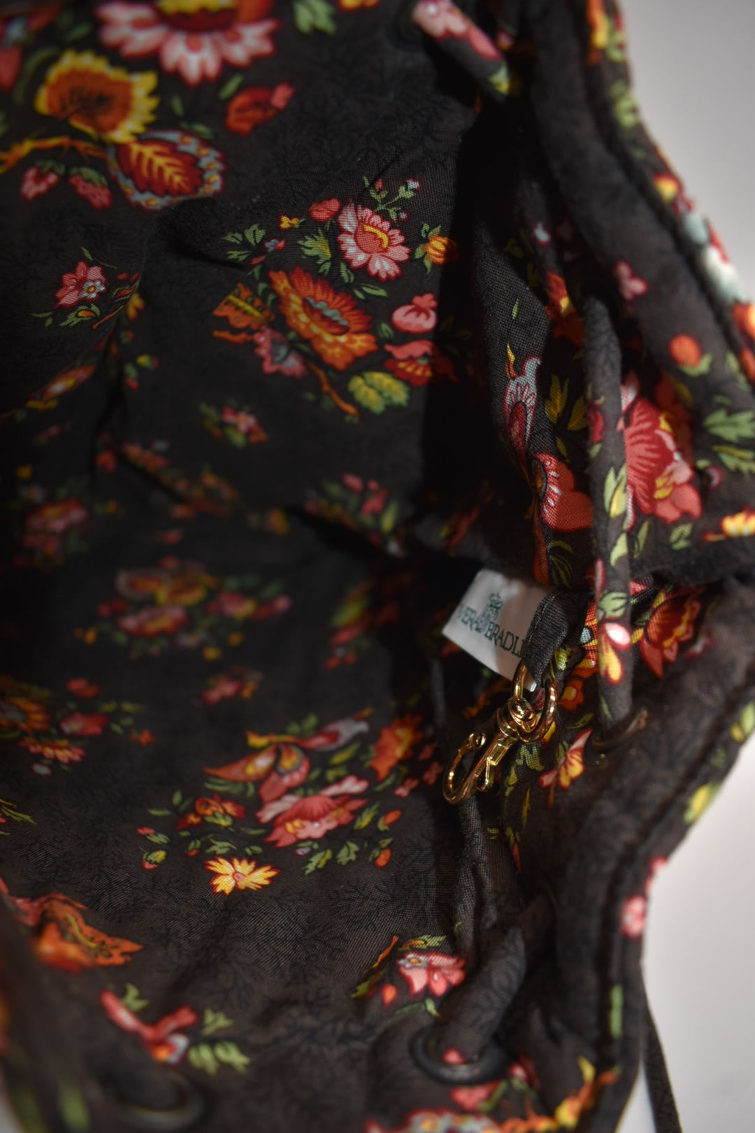 Vera Bradley Drawstring Back Sack Bag in "Chocolate" Pattern