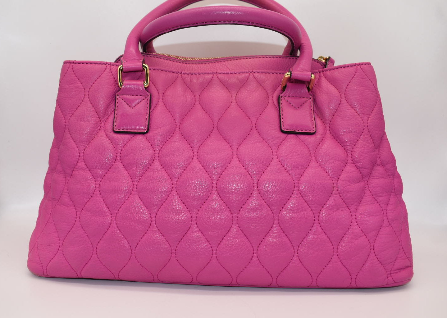 Vera Bradley Large Quilted Leather Emma Satchel Bag in Magenta