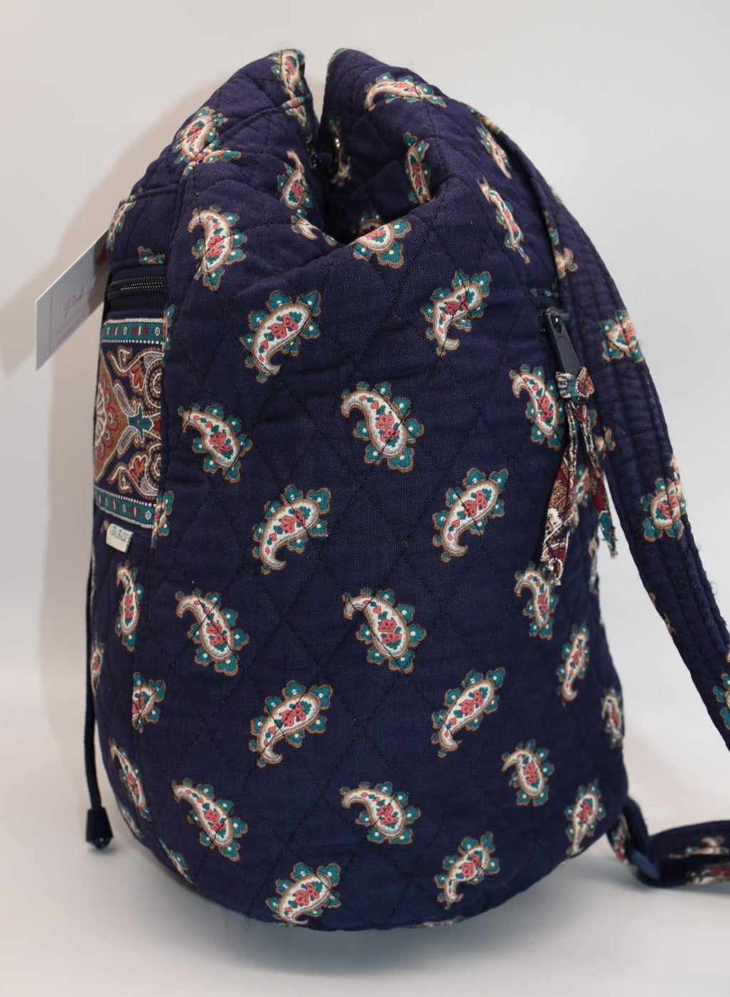 Vintage Vera Bradley Drawstring Sling Bag in "Navy -1991" Pattern