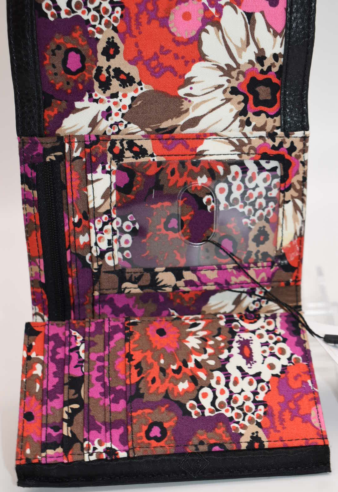 Vera Bradley Compact Riley Wallet in Quilted Black Leather