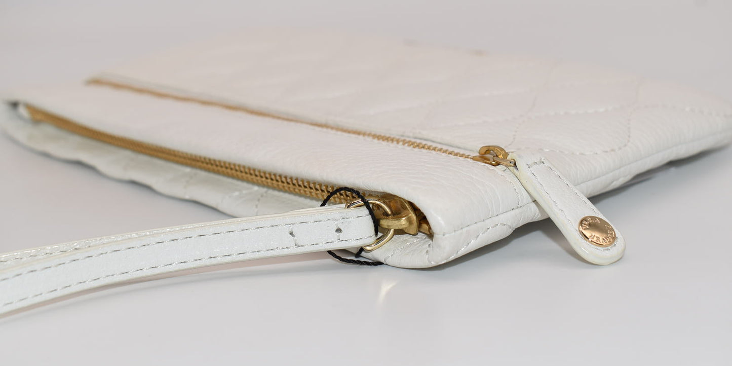 Vera Bradley Quilted Mia Leather Wristlet in White